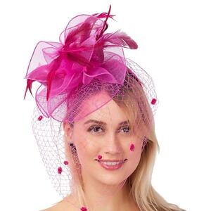Fascinators for Women Tea Party Hat Birdcage Veil Feather